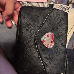 Juicy Couture Black Monogram Clutch with Heart Accent